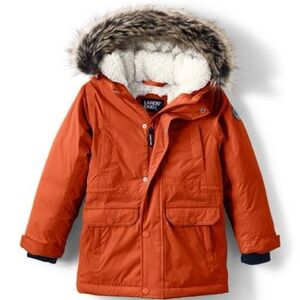 Lands' End Rust Jacket with Faux Fur Trim